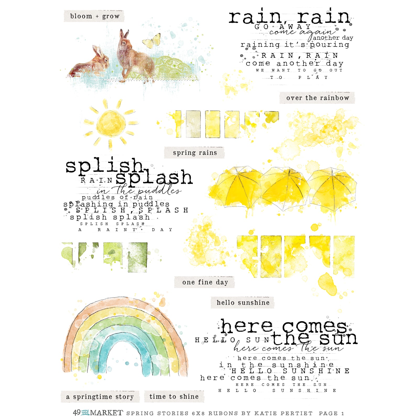 49 en Market - Vintage Bits-collectie - 6 x 8 Rub-On Transfers - Essential Blendables 2